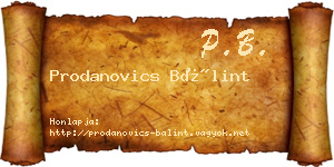 Prodanovics Bálint névjegykártya