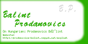 balint prodanovics business card